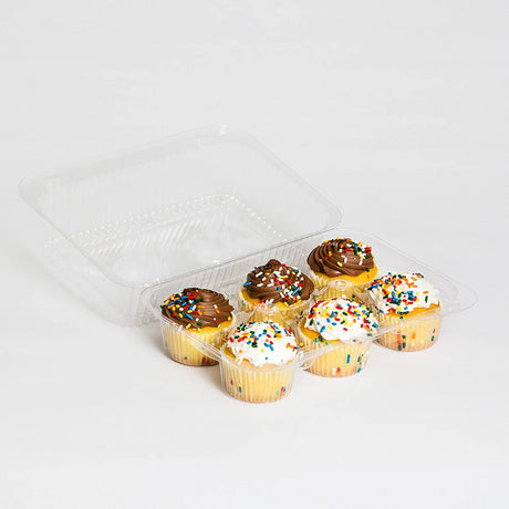 6 Count Plastic Cupcake Container with Dome Lid - Case of 300 - #CPC46 Inline Plastics