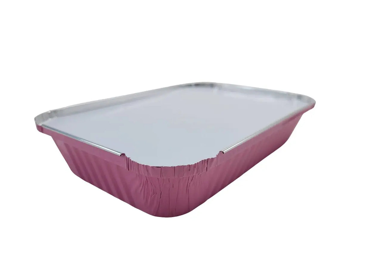 1½ lb. Shallow Colored Oblong Foil Pan with Board Lid - Case of 1000 - #6417L KitchenDance
