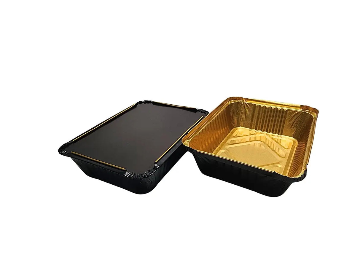 2¼ lb. Heavy Foil Carryout Pan with Board Lid - Case of 500  #6421L KitchenDance