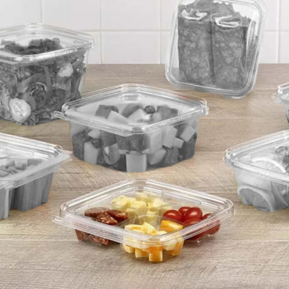 6x6 Tamper Evident Hinged Deli Container with 4 compartment