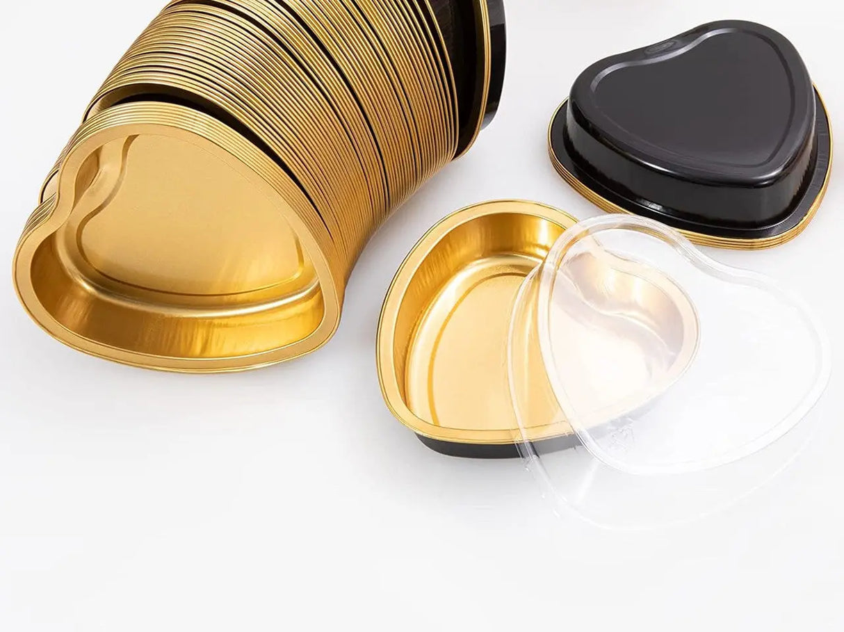 8 oz. Colored Heart Shaped Dessert or tart pan with Plastic Lid - Case of 1000 - #A255P Aikou