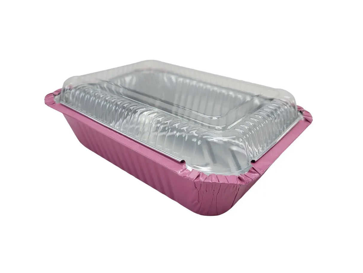1½ lb. Colored Foil Carryout Pan w/ Plastic Lid - Case of 1000 #7650P KitchenDance