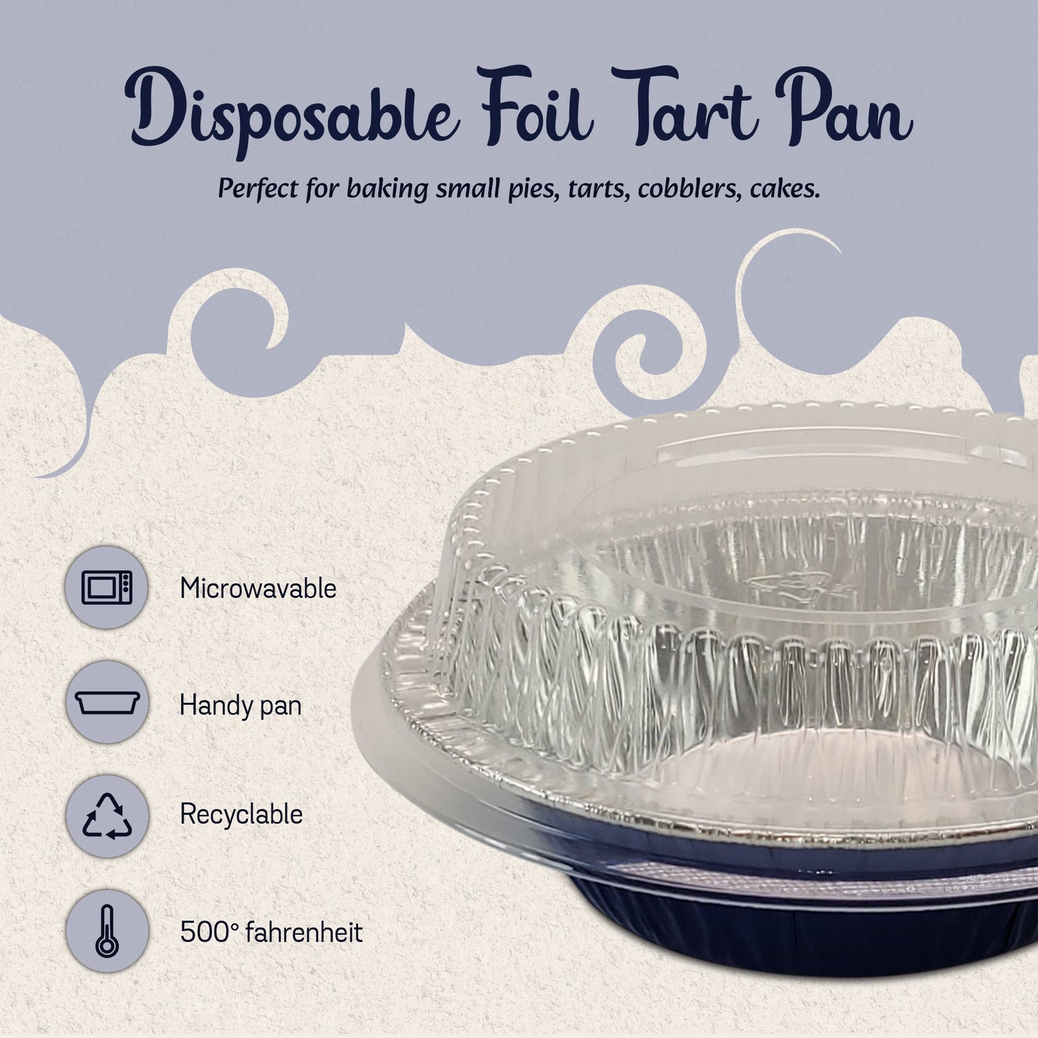 5" Disposable 8 oz.  Foil Tart or Pie Pan w/ Snap on Lids  Case of 1000 - #501P KitchenDance