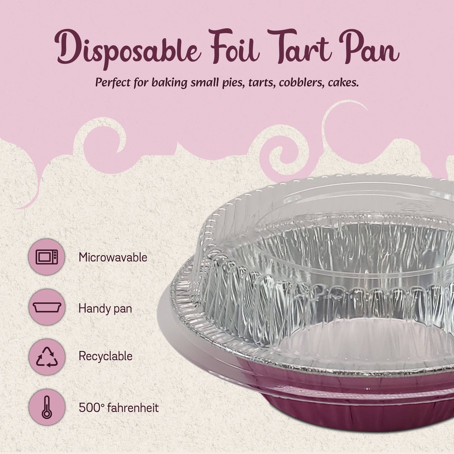 5" Disposable 8 oz.  Foil Tart or Pie Pan w/ Snap on Lids  Case of 1000 - #501P KitchenDance