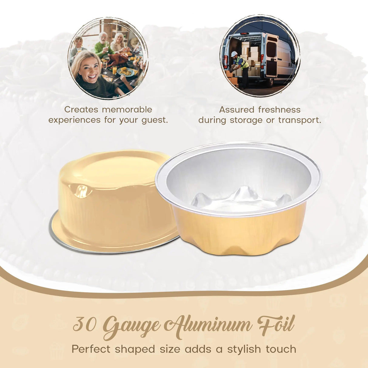 2 oz. Disposable Aluminum Colored Foil Cups -Case of 2000- #A3NL KitchenDance