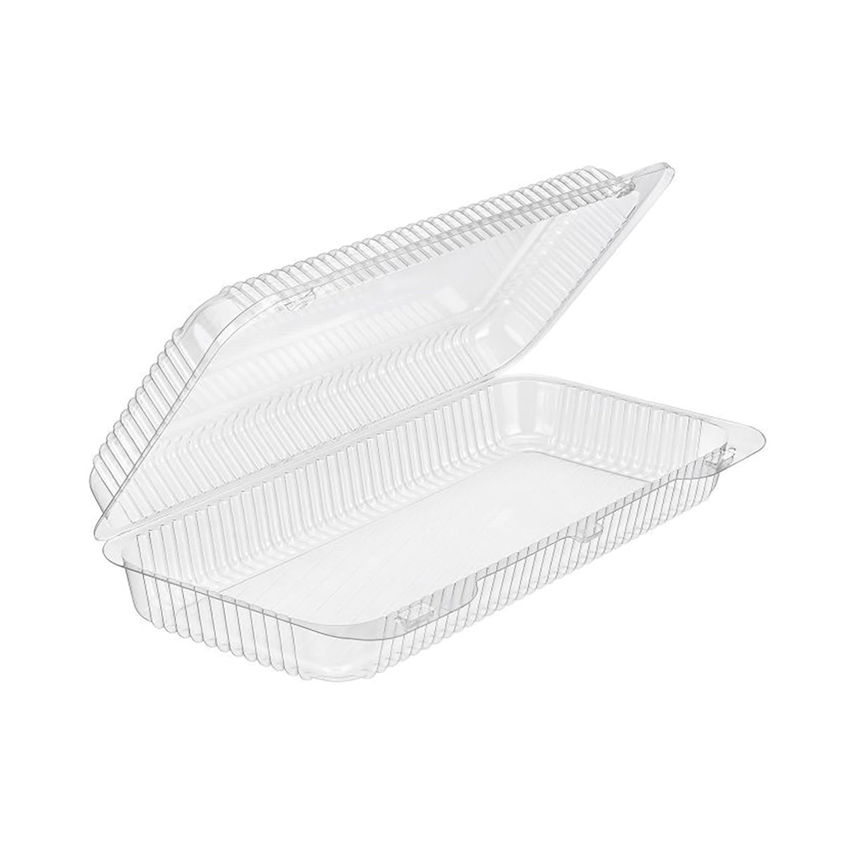 13 x 6 Rectangular Plastic Hinged Bakery Container, 90 oz. - Case of 200 - #SLP90 Inline Plastics