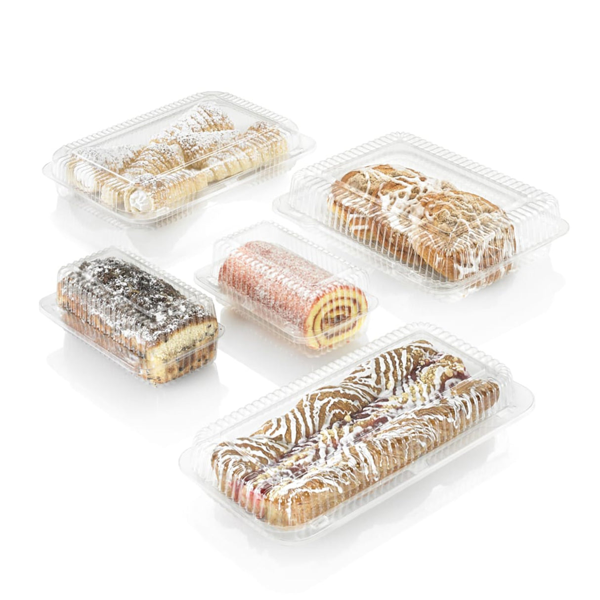 13 x 6 Rectangular Plastic Hinged Bakery Container, 90 oz. - Case of 200 - #SLP90 Inline Plastics