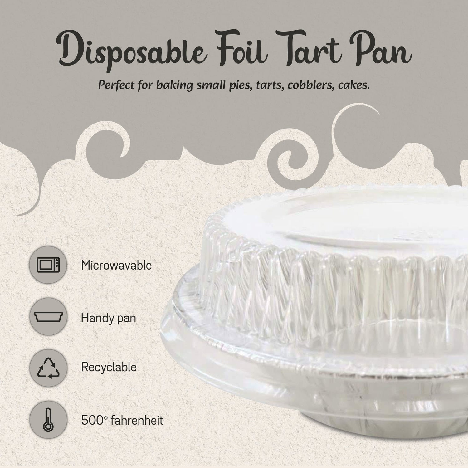 5" Disposable 8 oz.  Foil Tart or Pie Pan w/ Snap on Lids  Case of 1000 - #501P KitchenDance
