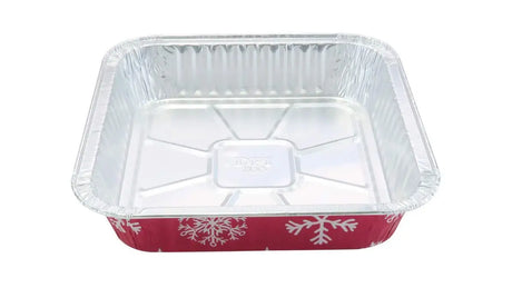 8" Square Holiday Cake Pan with Plastic Lid - Case of 100  #9101X Durable Packaging