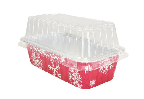2 lb. Holiday Foil Loaf Pan with Plastic Lid - Case of 100 - #9401P Durable Packaging