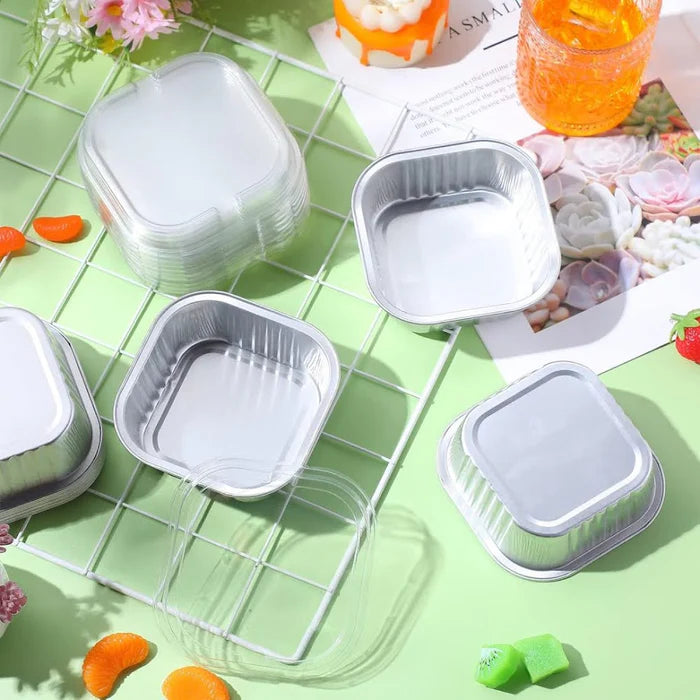 Moldes para postres de aluminio de colores cuadrados de 11 oz - Caja de 1000 #A24NL
