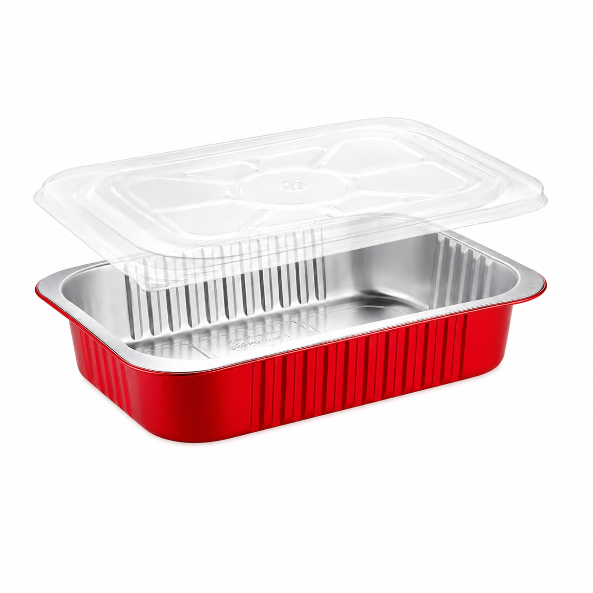 11" x 7" Colored Heavy Aluminum Entrée Pan with Snap on Dome Lid - Case of 200 #A71P