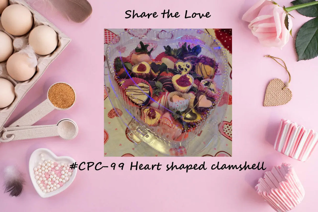Heart Shaped Plastic Clamshell Container -  Case of 150 - #CPC99 Inline Plastics