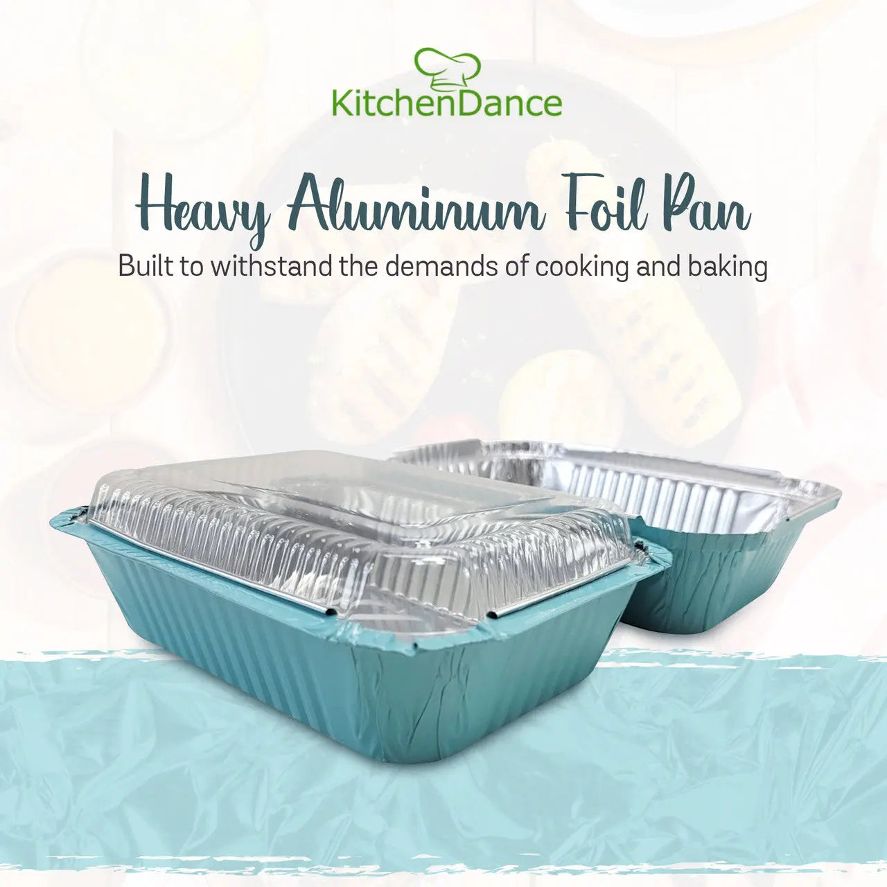 1½ lb. Colored Foil Carryout Pan w/ Plastic Lid - Case of 1000  #7650P KitchenDance