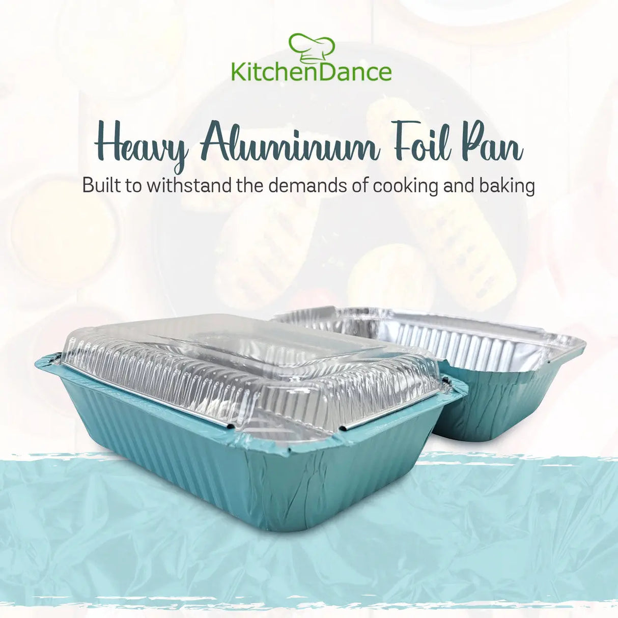 1½ lb. Colored Foil Carryout Pan w/ Plastic Lid - Case of 1000 #7650P KitchenDance