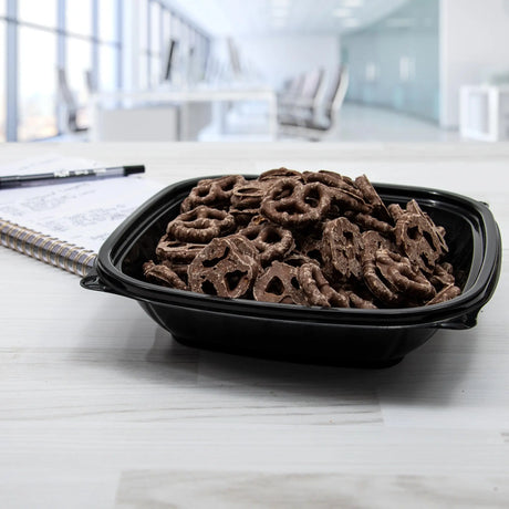 Dart 32 oz. Black Square Microwavable Plastic Bowl - Case of 252 - #B32SB Dart Container