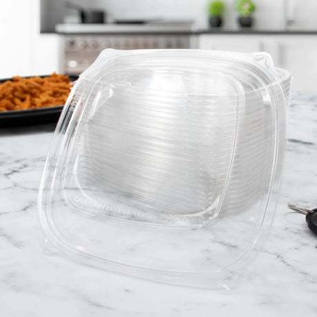 Dart 24-64 oz. Clear PET Plastic Large Square Lid - Case of 252 - #C2464BDL Dart Container