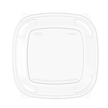 Dart 24-64 oz. Clear PET Plastic Large Square Lid - Case of 252 - #C2464BDL Dart Container