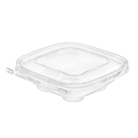 Safe-T-Chef 5x5 Tamper Evident & Tamper Resistant Microwaveable Flat Lid Clamshell Container, 12 oz. - Case of 264 - #C5512F Inline Plastics