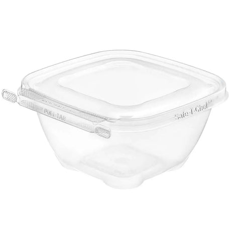 Safe-T-Chef 5x5 Tamper Evident & Tamper Resistant Microwaveable Flat Lid Clamshell Container, 24 oz. - Case of 240 - #C5524F Inline Plastics