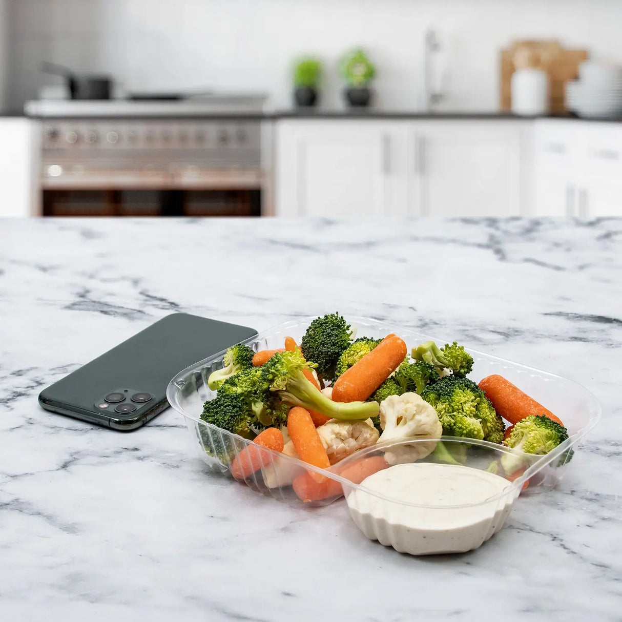 Dart Clear OPS Plastic 2 Compartment Large Nacho Tray - Case of 500 - #C68NT2 Dart Container