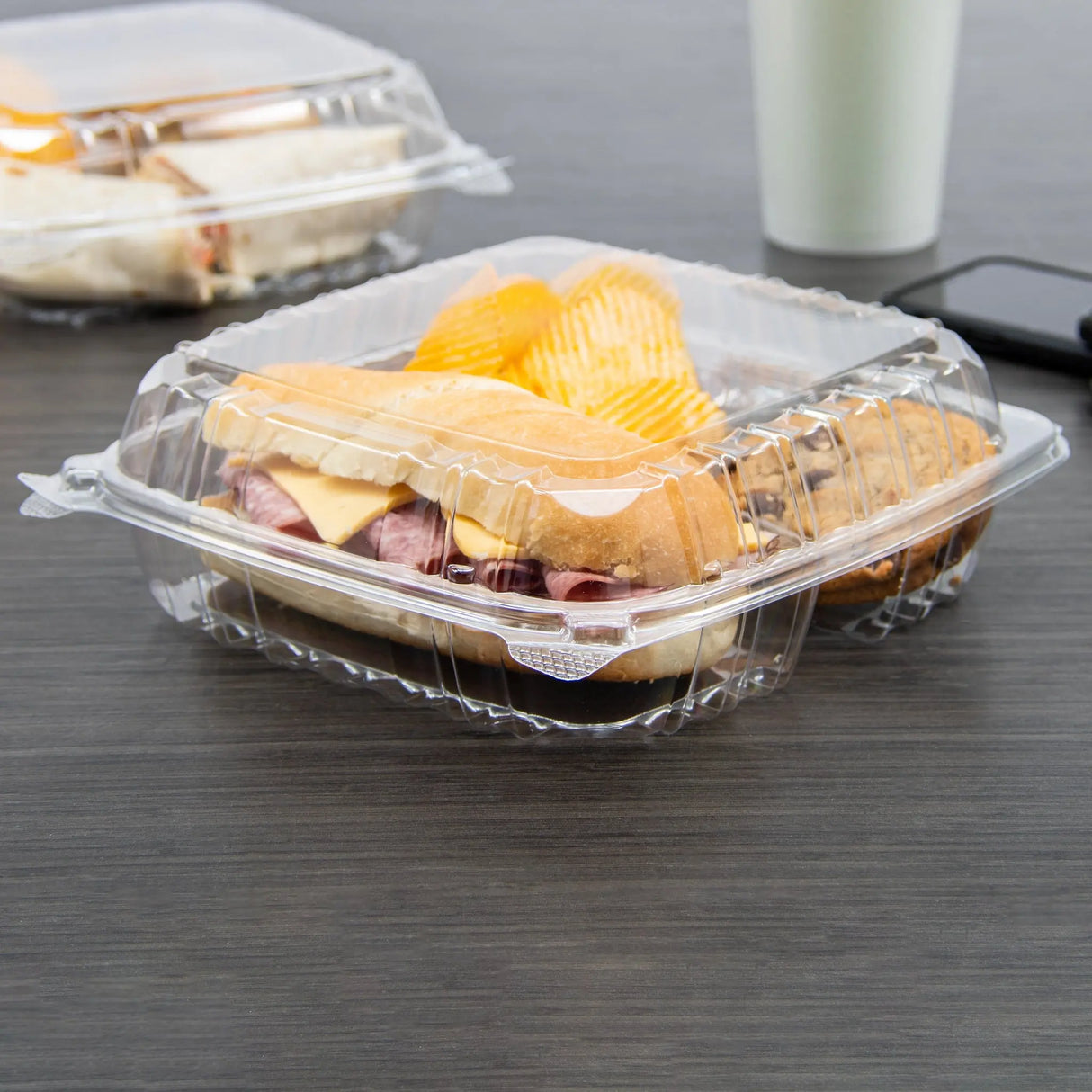 Dart 8.8 x 9.3" Clear OPS Plastic 3-Compartment Hinged Container - Case of 200 - #C95PST3 Dart Container