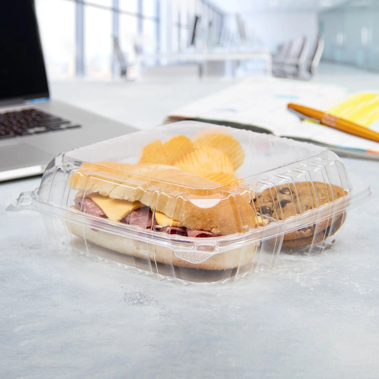 Dart 8.8 x 9.3" Clear OPS Plastic 3-Compartment Hinged Container - Case of 200 - #C95PST3 Dart Container