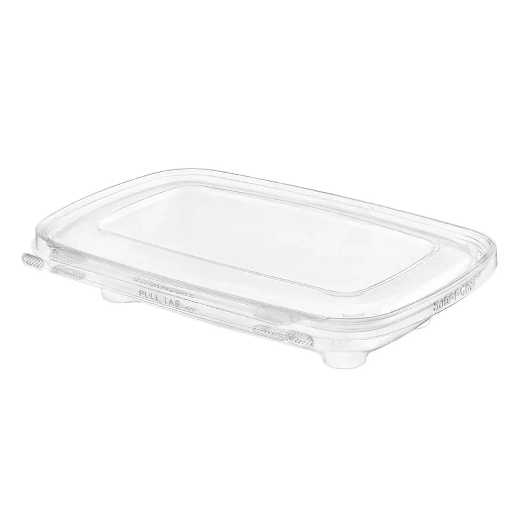 Safe-T-Chef 9 x 6 Tamper Evident & Tamper Resistant Microwaveable Flat Lid Clamshell, 24 oz. - Case of 136 - #C9624F Inline Plastics