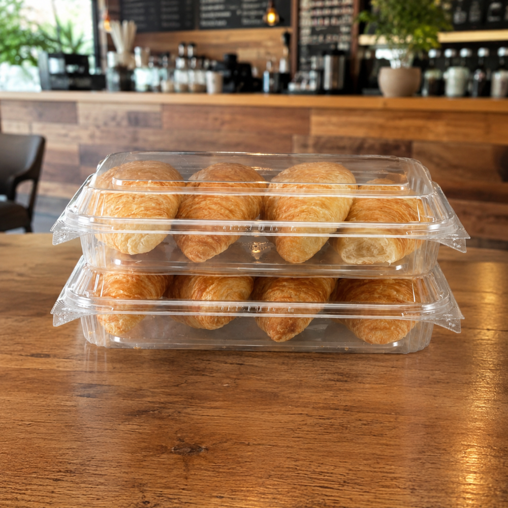 CrystalFresh 13 x 6 Rectangular No Rib Design Hinged Bakery Container with Low Dome Lid - Case of 132 - #CF6090