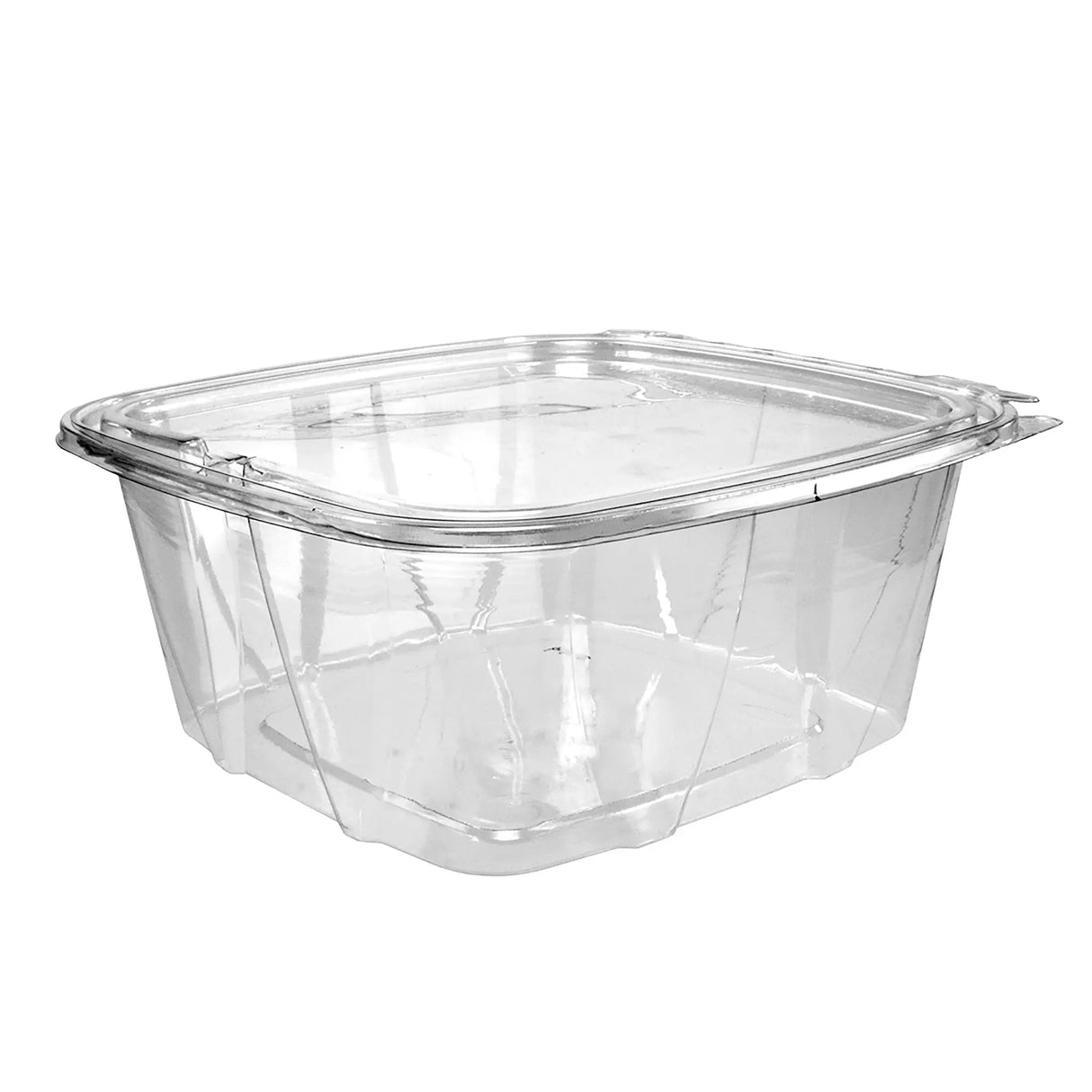 Dart 64 oz. Clear PET Plastic Tamper-Evident/Resistant Container w/ Flat Lid - Case of 200 - #CH64DEF Dart Container