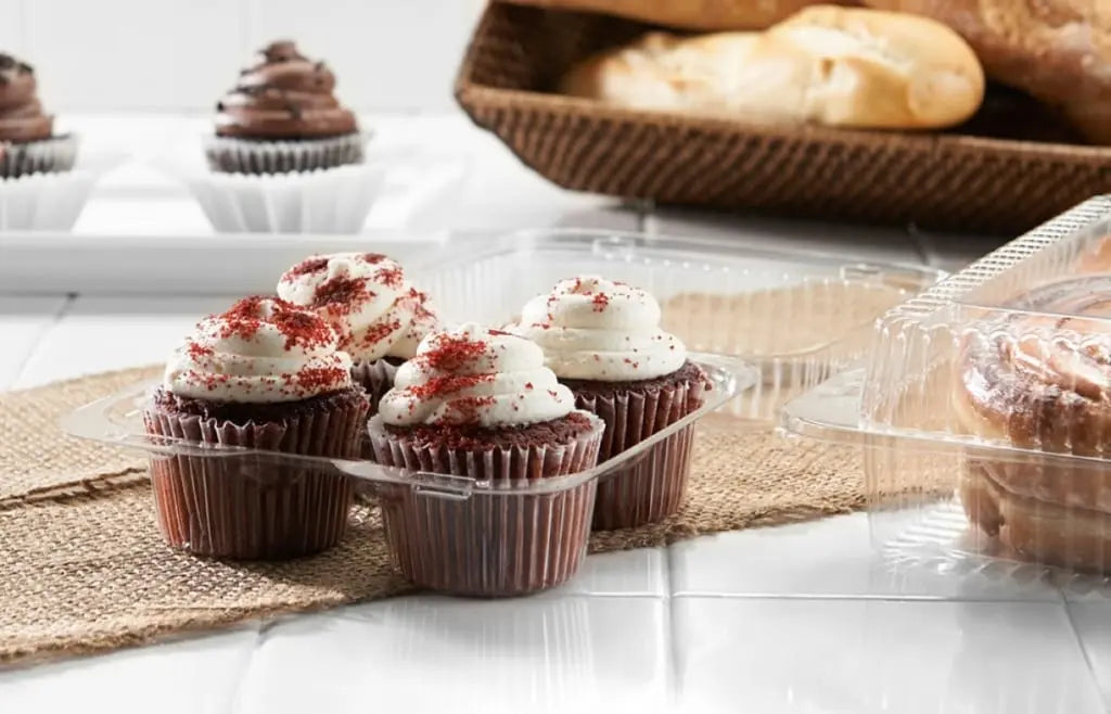 Low Dome 4 Compartment Plastic Cupcake/Muffin Container - Case of 300 - #SLP54P Inline Plastics