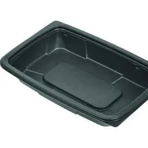 Cruiser® Ware 10.3″ X 7.2″ Black 32 oz. MFPP Entrée Base w/ Lid Combo - Case of 240 - #CT784-WL D & W Fine pack