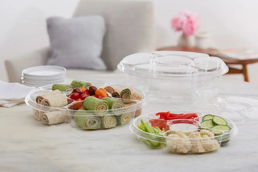 Two Piece Platter with 5 Compartments - Case of 100 - #PL065C Inline Plastics