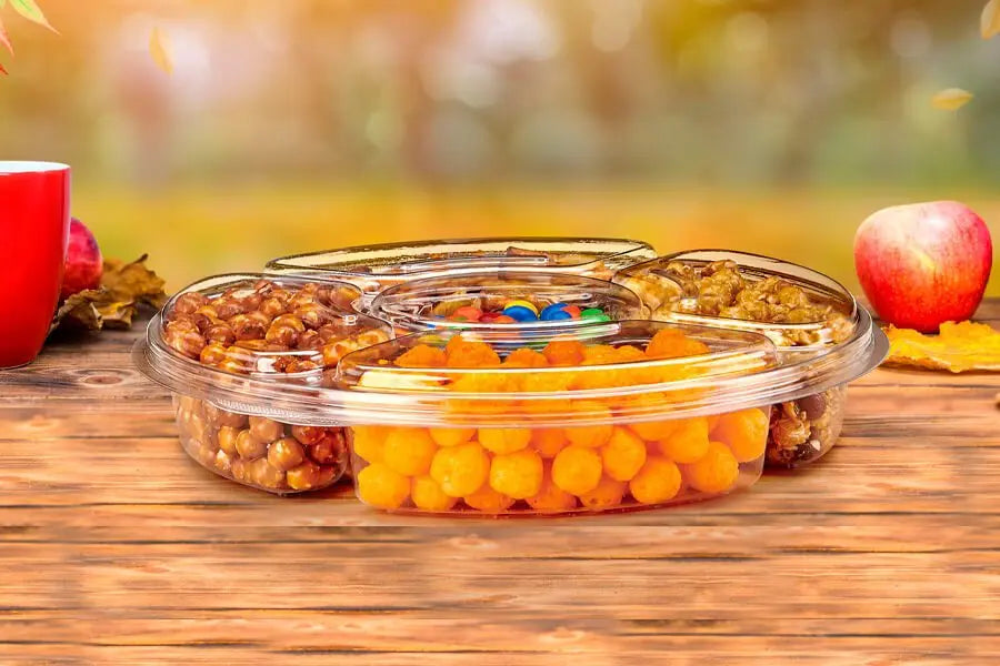 Two Piece Platter with 5 Compartments - Case of 100 - #PL065C Inline Plastics