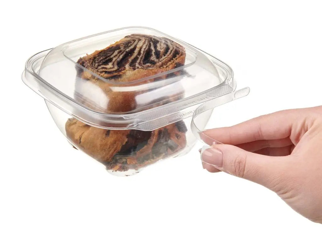 Safe-T-Chef 5x5 Tamper Evident & Tamper Resistant Microwaveable Clamshell Container, 12 oz. - Case of 264 # C5512XD Inline Plastics