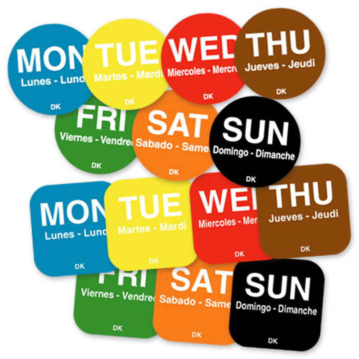 DuraMark™ 3/4" Trilingual Day of the Week Permanent Labels - Roll of 1000 DayMark Safety Systems