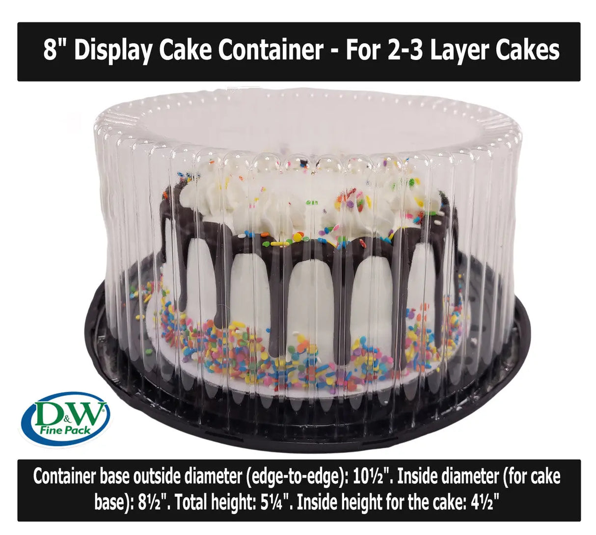 8" Cake Container for 2-3 layer cakes - Case of 160- #WG23 D & W Fine pack