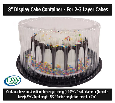 8" Cake Container for 2-3 layer cakes - Case of 160- #WG23 D & W Fine pack