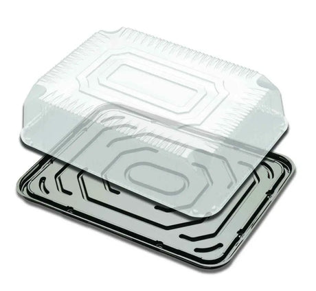 D&W Fine Pack Black 1/4 Sheet OPS Cake Base with Low Dome Lid - Case of 80 - #G83 D & W Fine pack