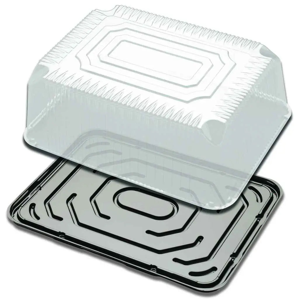 D&W Fine Pack Black 1/4 Sheet OPS Cake Base with High Dome Lid - Case of 80 - #G85 D & W Fine pack
