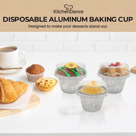 7 oz. Disposable Foil Dessert Cup with Plastic Lid - Case of 2000 - #1210P Aikou