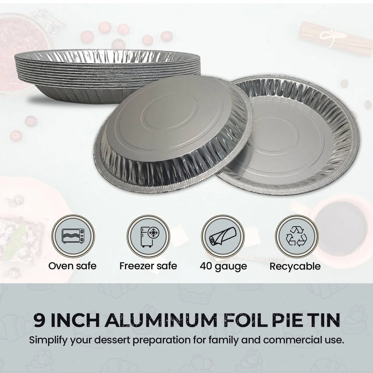 9" Disposable Aluminum Foil Pie Pan - Medium Depth - Case of 500 - #901 Superior Aluminum