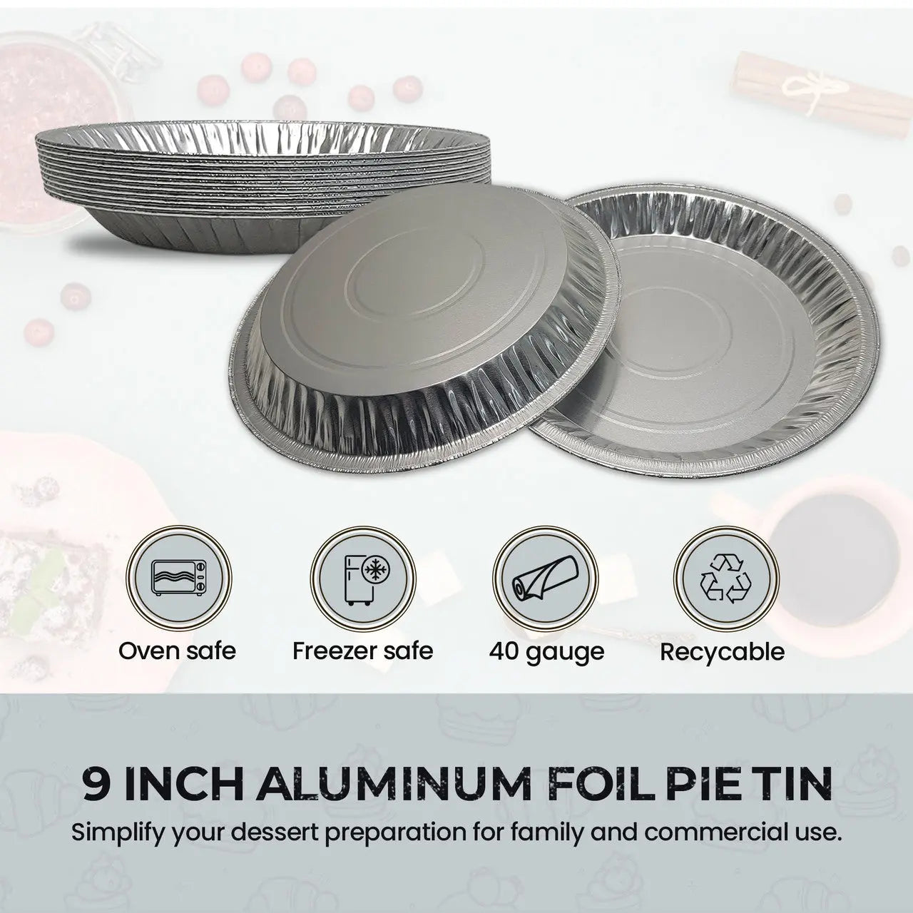 9" Disposable Aluminum Foil Pie Pan - Medium Depth - Case of 500 - #901 Superior Aluminum