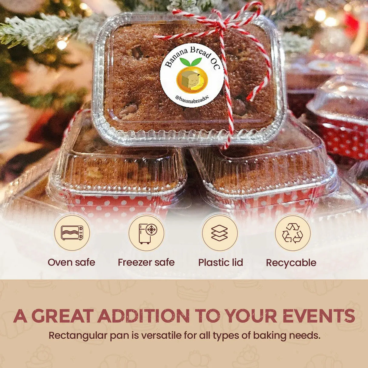 6  oz. Mini Colored Aluminum Loaf Pan w/ Lid - Case of 2000  #4004P KitchenDance