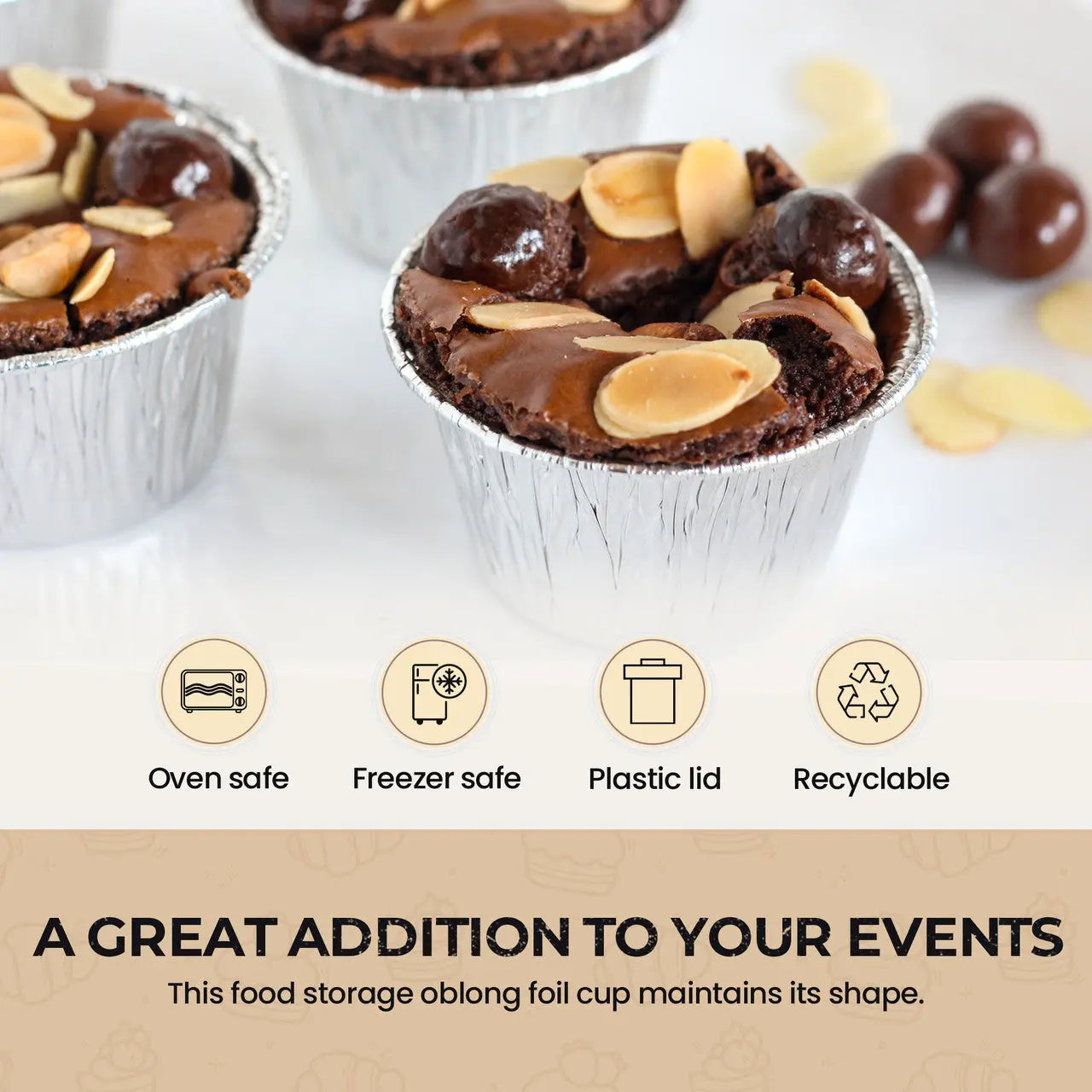 7 oz. Disposable Foil Dessert Cup with Plastic Lid - Case of 2000 - #1210P Aikou