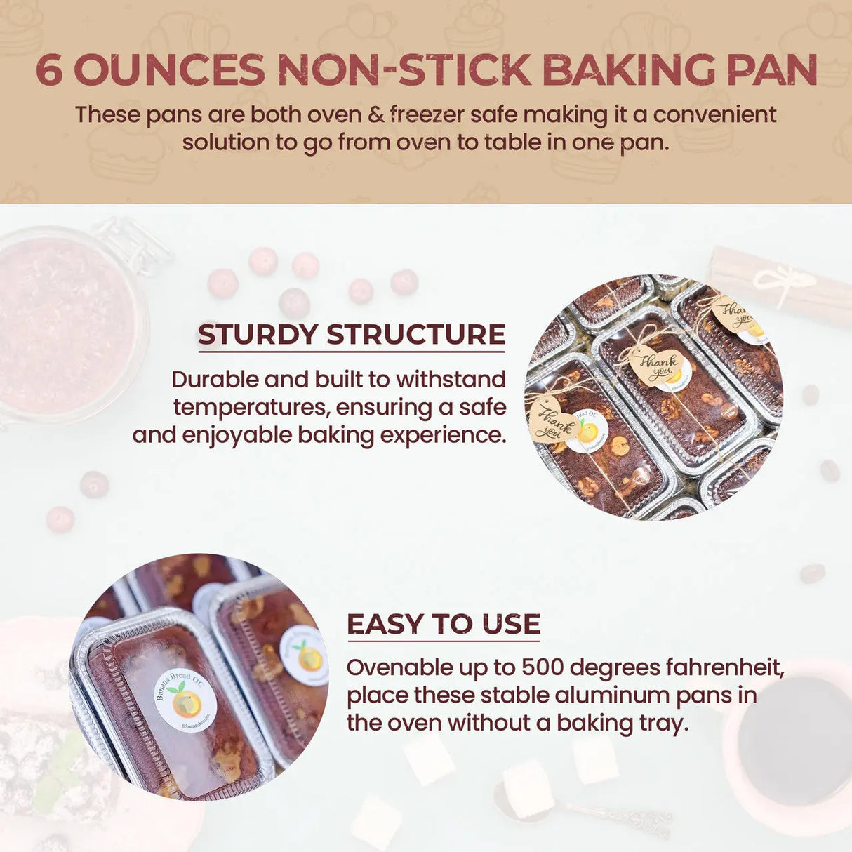 6  oz. Mini Colored Aluminum Loaf Pan w/ Lid - Case of 2000  #4004P KitchenDance