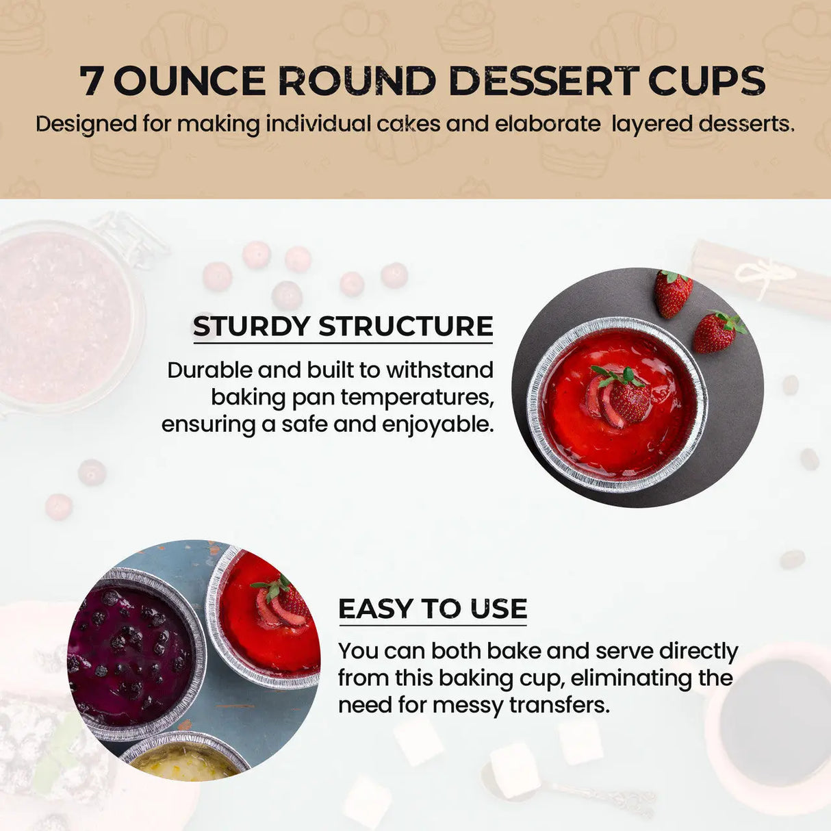 7 oz. Disposable Foil Dessert Cup with Plastic Lid - Case of 2000 - #1210P Aikou
