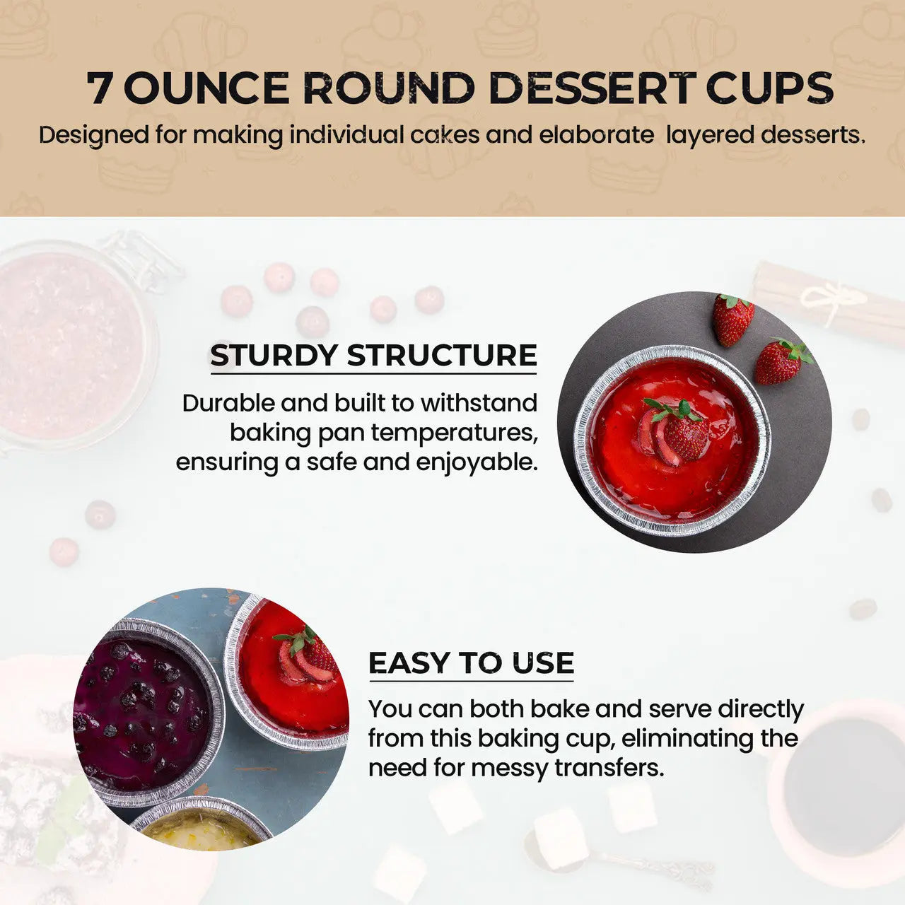 7 oz. Disposable Foil Dessert Cup with Plastic Lid - Case of 2000 - #1210P Aikou