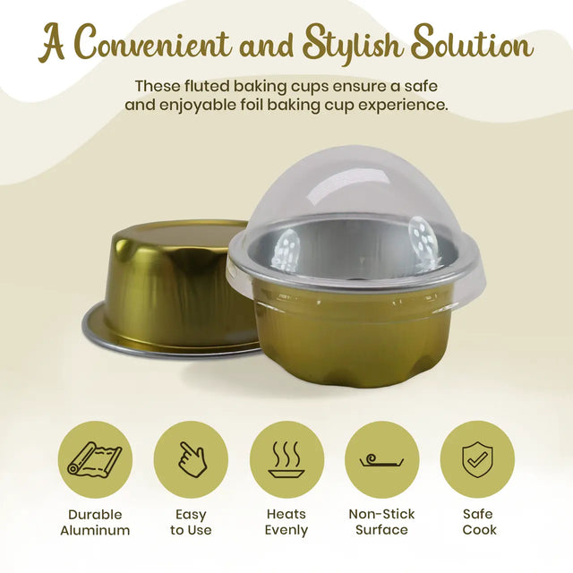 2 oz. Disposable Aluminum Colored Foil Cups with Lids Case of 2000- #A3P KitchenDance