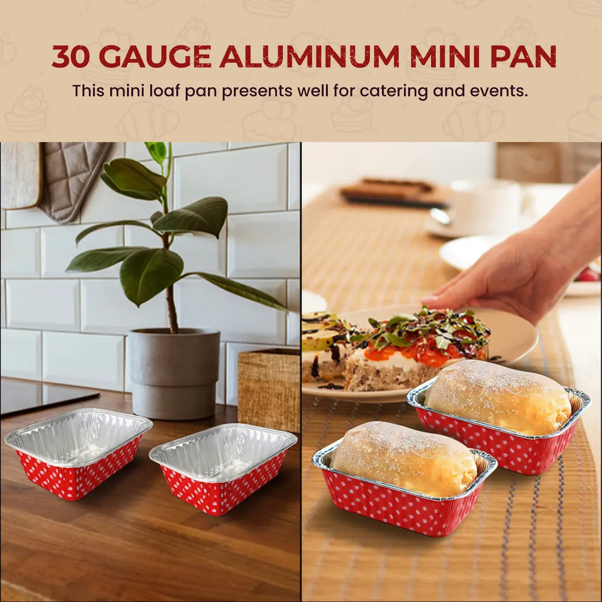 Colored Aluminum Foil 6 Ounce Mini Loaf Pan - Case of 2000  #4004NL KitchenDance